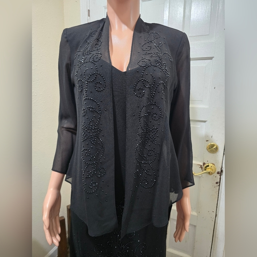 R&M Richards Black Embellished Maxi Skirt and Jacket Set - Picture 5 of 9